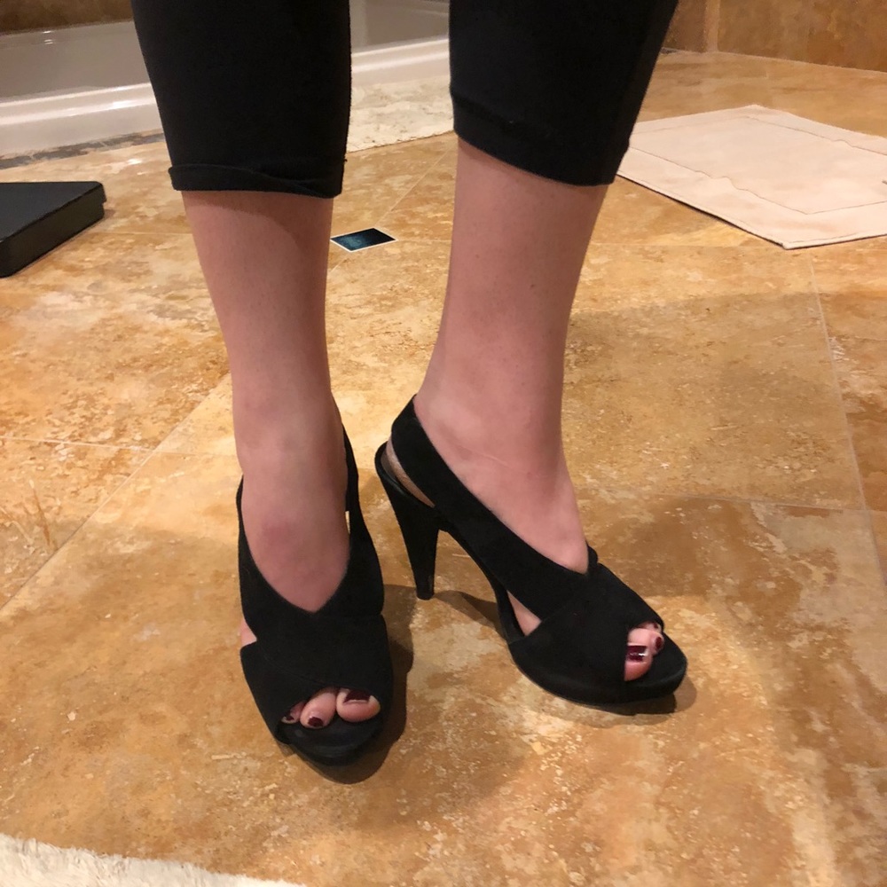 Black Suede Moda heels Size 8